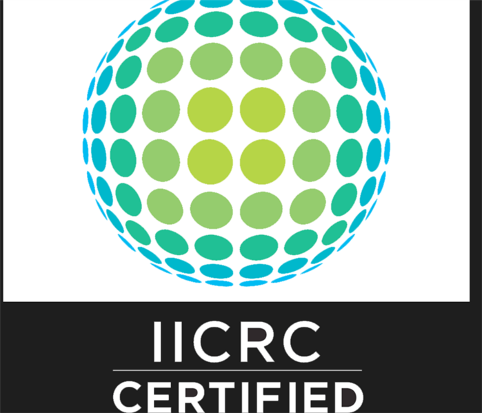 IICRC logo (green and blue sphere) with "IICRC Certified"